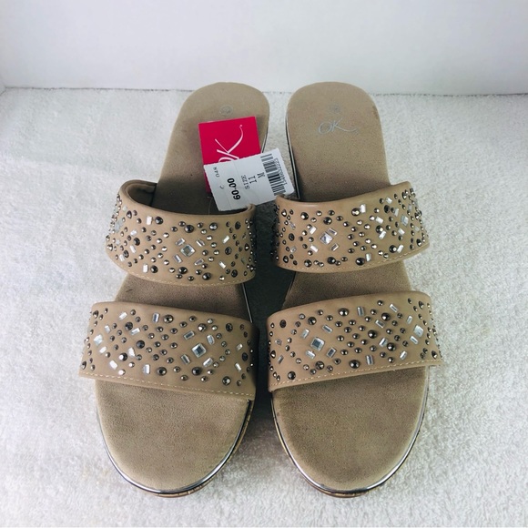 It’s ok women studded cork wedge slip on sandals style name Abelia II Sz 11 tan - Picture 1 of 7